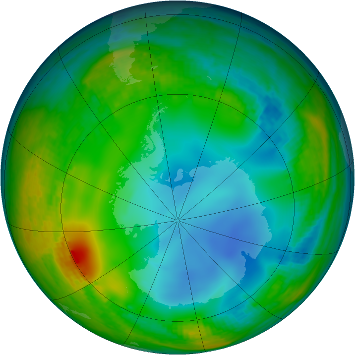 Antarctic ozone map for 03 July 2001